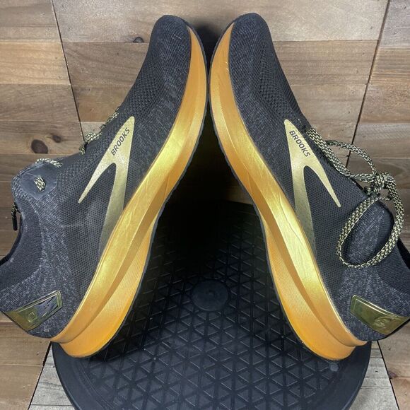 Brooks Womens 12 Shoes Levitate 4 Black Gold Victory Running Trainer NO INSOLES - Picture 8 of 10